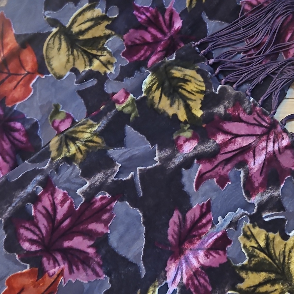 Autumn Maple Leaf  Velvet Fringe Amazing Scarf